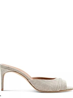 Malone Souliers Beige Linen Open-Toe Slip-On Mule 35.5 Nib